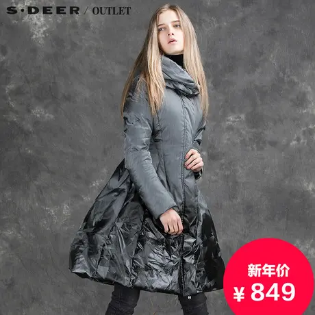 s.deer【新品】圣迪奥专柜正品女装时尚茧型现代几何印花羽绒服商品大图