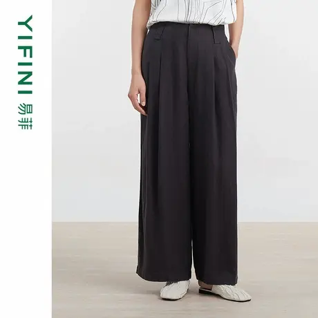 [专柜同款]Yifini/易菲天丝麻棉气质显瘦阔腿裤休闲裤女D04K1019商品大图