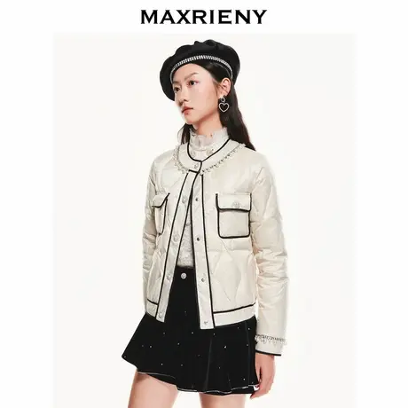 【奥莱】MAXRIENY小香风钉珠点缀羽绒服外套女通勤女装外衣图片