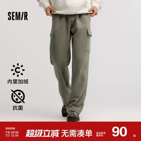 森马休闲裤男发热抑菌2024冬新款加绒裤子宽松直筒工装裤时尚百搭图片