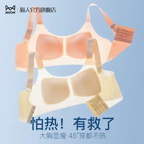 猫人夏季超薄款内衣女大胸显小无痕上托收副乳防下垂美背心文胸罩商品大图