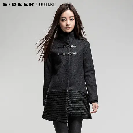 sdeer圣迪奥专柜正品女冬毛线拼接错层摆羊毛外套2481816图片