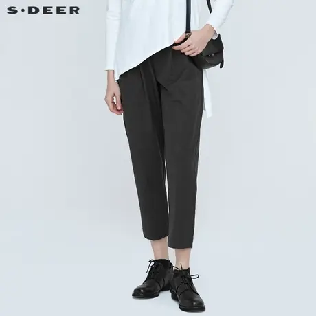 sdeer圣迪奥女装春秋装时尚系带松紧西装休闲裤长裤S21160806图片