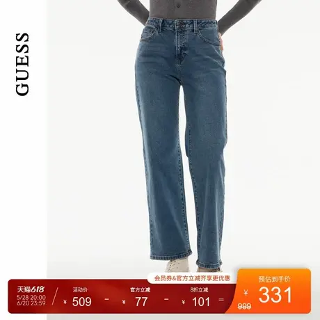 GUESS 女士复古潮流时尚水洗锥形牛仔裤-YO3D9165商品大图