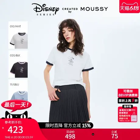 MOUSSY2025夏季新品迪士尼联名米奇头像撞边短袖T恤010ISY90-4221图片