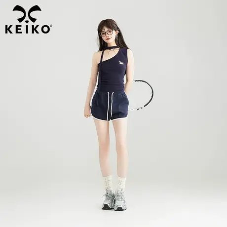 KEIKO 辣妹挂脖吊带背心女25夏季新款设计感斜肩露肩显瘦无袖上衣图片