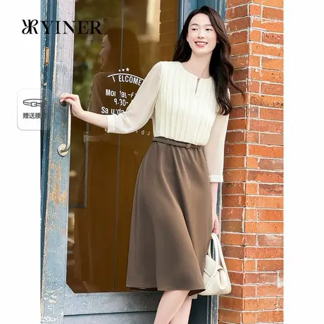 【优雅衣橱】YINER音儿专选法式风琴褶雪纺轻薄夏日假两件连衣裙商品大图