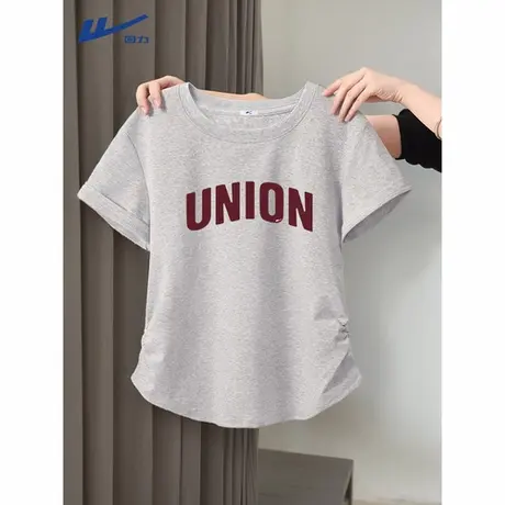 回力显瘦短袖女t恤2025新款夏季高级感体恤胖mm大码女装正肩半袖A商品大图