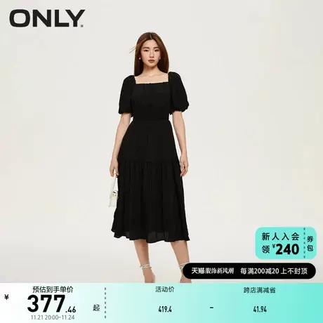 ONLY奥莱夏季新款时尚复古方领泡泡袖中长款连衣裙女商品大图