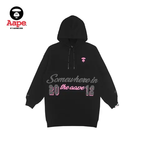 Aape旗舰店女装春夏字母印花抽绳连帽连衣裙卫衣8419XXJ商品大图