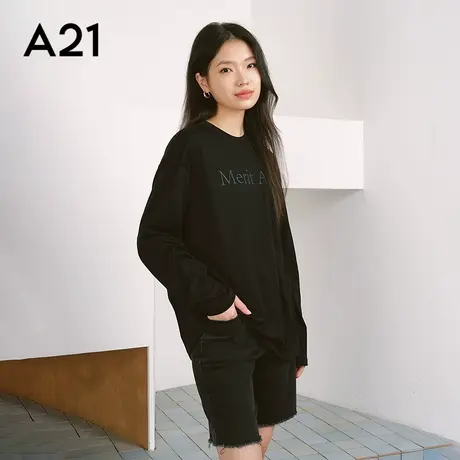 女装印花字母黑色T恤图片