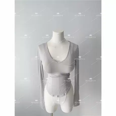 现货 韩国东大门V领长袖打底空调衫T恤简约收腰上衣图片