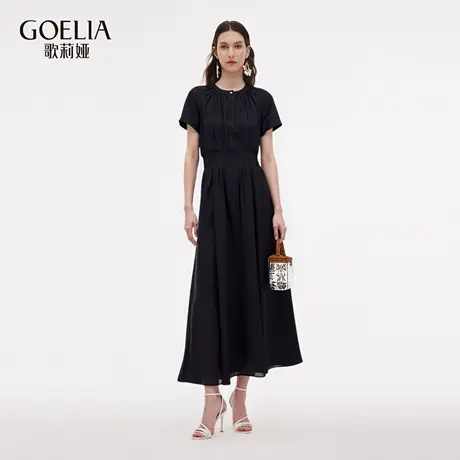 歌莉娅夏季新品圆领插肩袖连衣裙1E5C4K64A商品大图