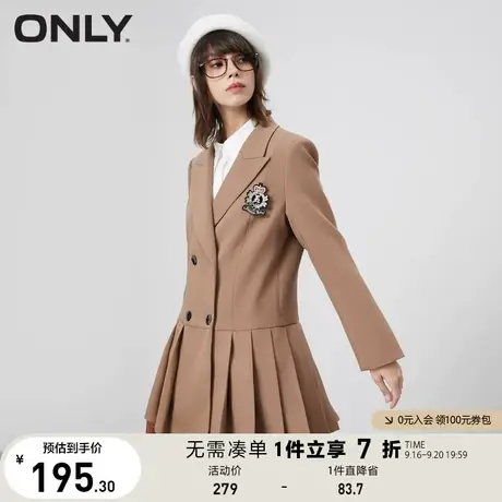 ONLY奥莱夏季JK复古学院风减龄西装领百褶连衣裙女图片