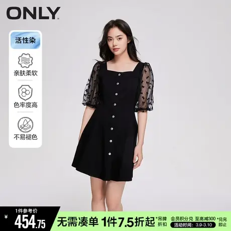 ONLY秋季法式收腰短裙性感黑色牛仔裙连衣裙女|123242070商品大图