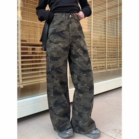 尔给休闲裤高腰垂感阔腿裤直筒裤女显瘦设计感拖地裤长裤子商品大图