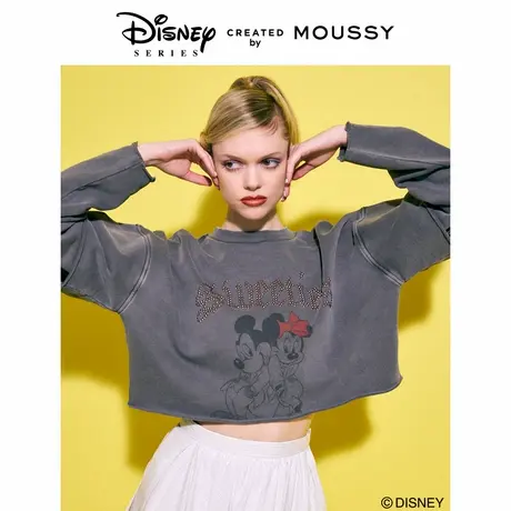MOUSSY 新品迪士尼合作款假两件纯棉圆领套头卫衣女010HSQ90-0270商品大图