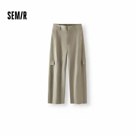 [商场同款]森马休闲裤女纯色工装裤2025秋新款半松紧腰宽松弯刀裤图片
