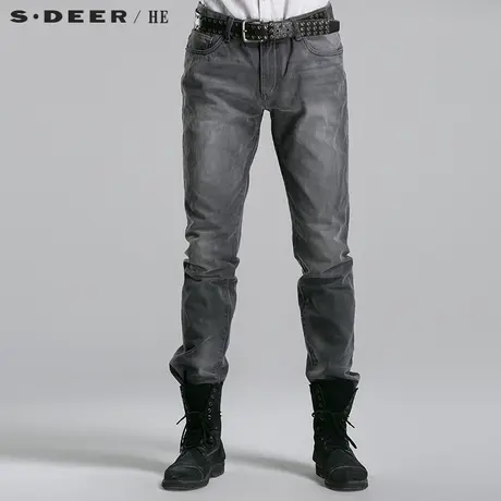 【惠】sdeerhe圣迪奥男装休闲纯棉洗白长裤H14170890图片