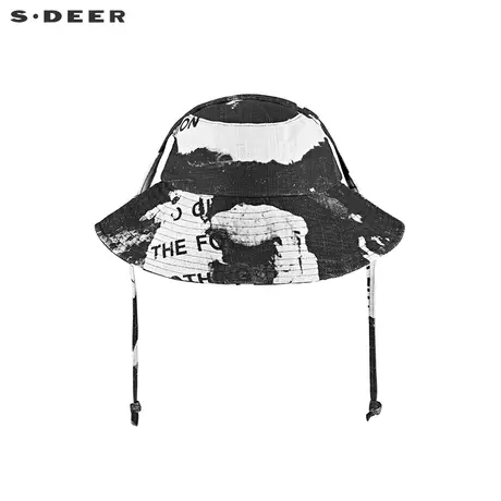 sdeer圣迪奥女夏装休闲简约时尚个性字母晕染抽绳渔夫帽S21283606图片