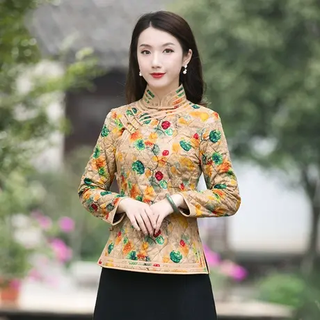 唐装短棉袄女中国风冬装加厚旗袍上衣小棉袄复古洋气时尚中式女装商品大图