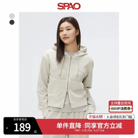 SPAO韩国同款2025年春季新品女士时尚复古休闲连帽卫衣SPMZF12G51商品大图