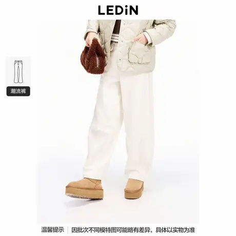 【商场同款】乐町系带洗水牛仔气球裤24年冬季新款C2HAE4218商品大图