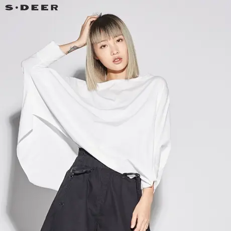 sdeer圣迪奥2019女装夏装套头圆领蝙蝠款字母宽松T恤S18280140🤨商品大图