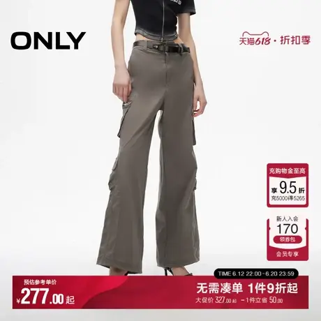 ONLY2025夏季新款潮酷结构线多口袋宽松高腰直筒裤休闲裤女商品大图