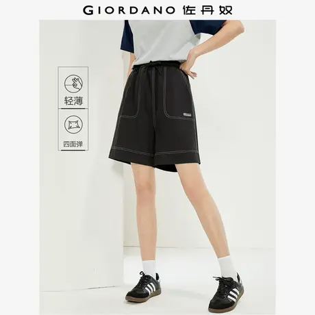 佐丹奴裙子女装薄梭织四面弹印花撞色线松紧腰裙裤短裤 13404327商品大图