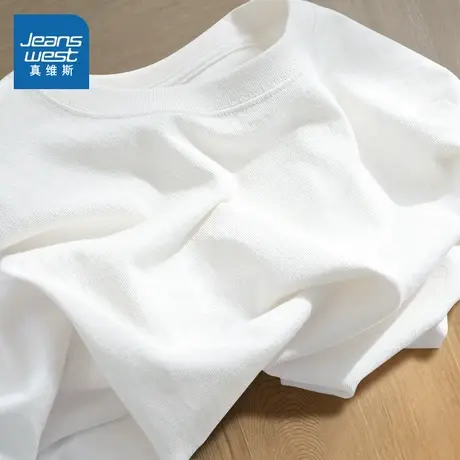 KMV真维斯白宽松短袖t恤女2025夏季新款松弛大码内搭打底衫上衣潮商品大图