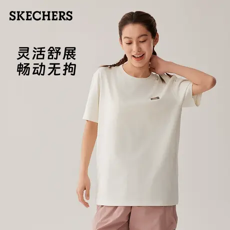 Skechers运动T恤2025春季新款平纹针织面料柔软舒适短袖圆领宽松商品大图