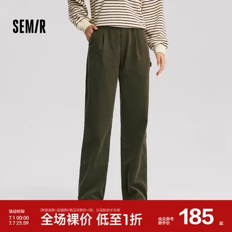 [商场同款]森马休闲裤女纯棉灯芯绒阔腿裤2024新款冬季工装裤复古图片