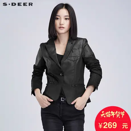 sdeer圣迪奥女装2018春装设计感修身分割挺括纯色外套S16382292图片