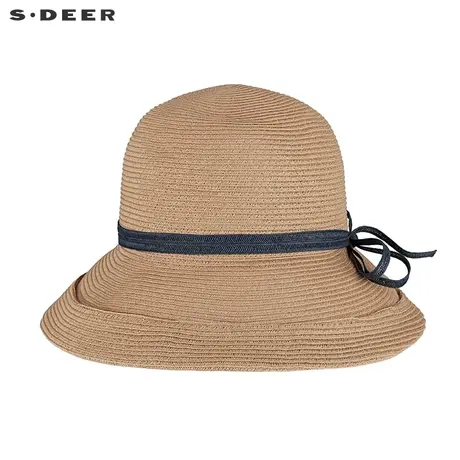 sdeer圣迪奥女装夏季时尚翻边蝴蝶结遮阳帽S21283603图片