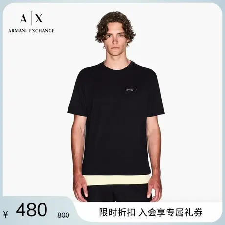 ARMANI EXCHANGE/阿玛尼2025夏季新款男士宽松圆领假两件针织T恤图片