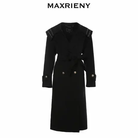 【奥莱】MAXRIENY学院风黑色大衣女冬季双面毛呢外套商品大图