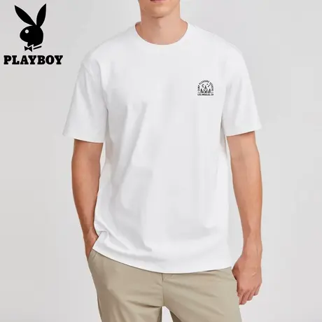 【立体硬挺】花花公子男士短袖t恤2025新款宽松休闲简约体恤上衣图片