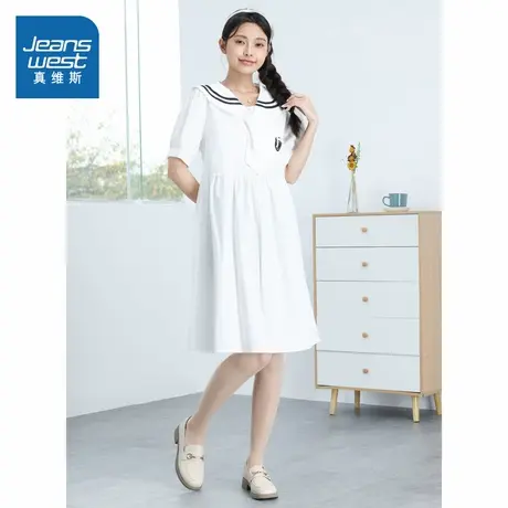 G8真维斯2025夏季新款学院风纯棉女士裙法式休闲女装甜美连衣裙商品大图