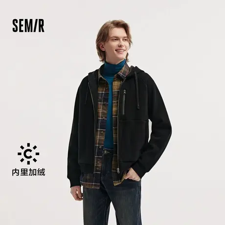 [商场同款]森马夹克男重磅肌理感2024冬新款情侣开衫外套纯色百搭图片
