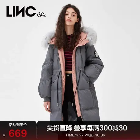 LINC金羽杰羽绒服女新款复古中长款羽绒服反季冬季外套女2088510Y商品大图