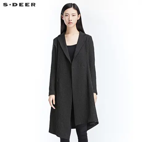 sdeer圣迪奥2018秋女装绣线装饰不规则摆长外套S17181814图片