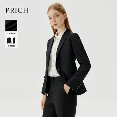 【可机洗绵羊毛】PRICH干练戗驳领西装套装春秋新款通勤外套女图片
