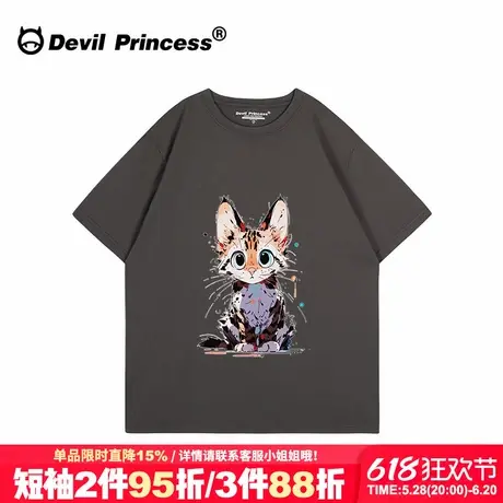 vintage复古风大版深灰色短袖t恤女夏季新款小众卡通潮牌半袖上衣图片