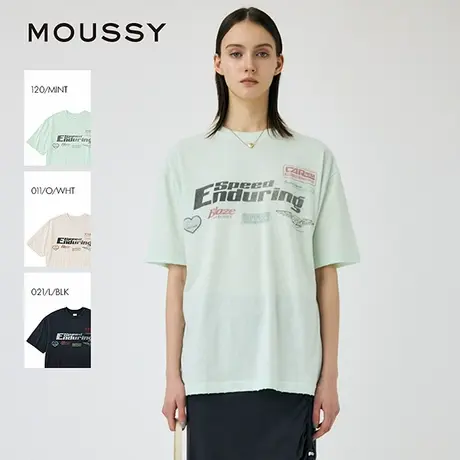 明星同款 MOUSSY25夏季新品做旧LOGO印花短袖T恤010IS290-5281图片