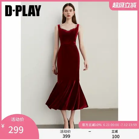 DPLAY2025年春季新款法式红色连衣裙女新娘订婚结婚敬酒服晚礼服商品大图