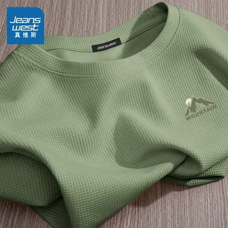 NN真维斯美式长袖t恤男士春秋季户外山系休闲衣青少年华夫格衣服商品大图