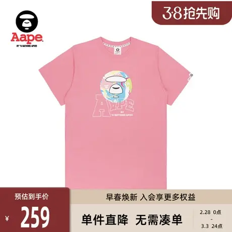 Aape旗舰店女装春夏猿人彩色字母印花圆领长款短袖上衣0959XXI图片