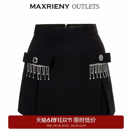 【奥莱】MAXRIENY复古感A字蝴蝶结钻饰裙裤遮肉短裤图片