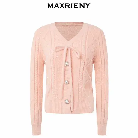 【奥莱】MAXRIENY浪漫复古氛围感蝴蝶结针织套头毛衫冬季修身上衣商品大图